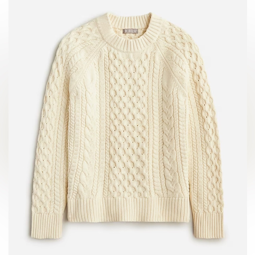 NWT J.Crew Cable Knit cream sweater XS